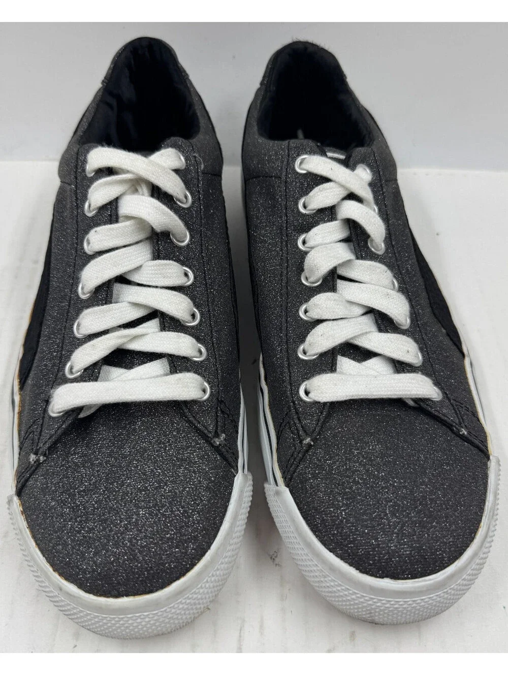 Puma Vikky Glitz Women's Sneakers Size 8.5 Black   Lace Up Platform Shoes